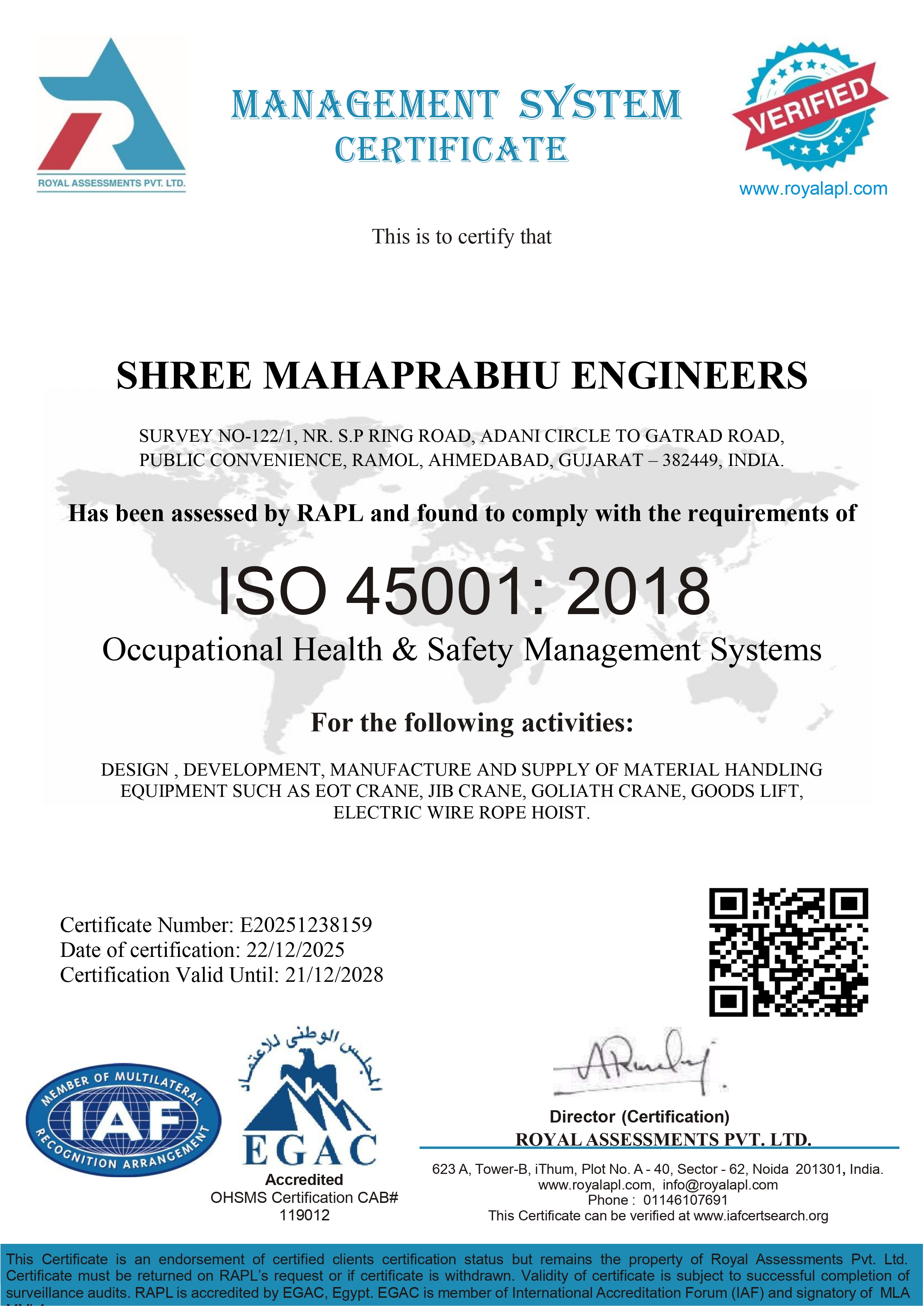 SMP OHSMS Certificate